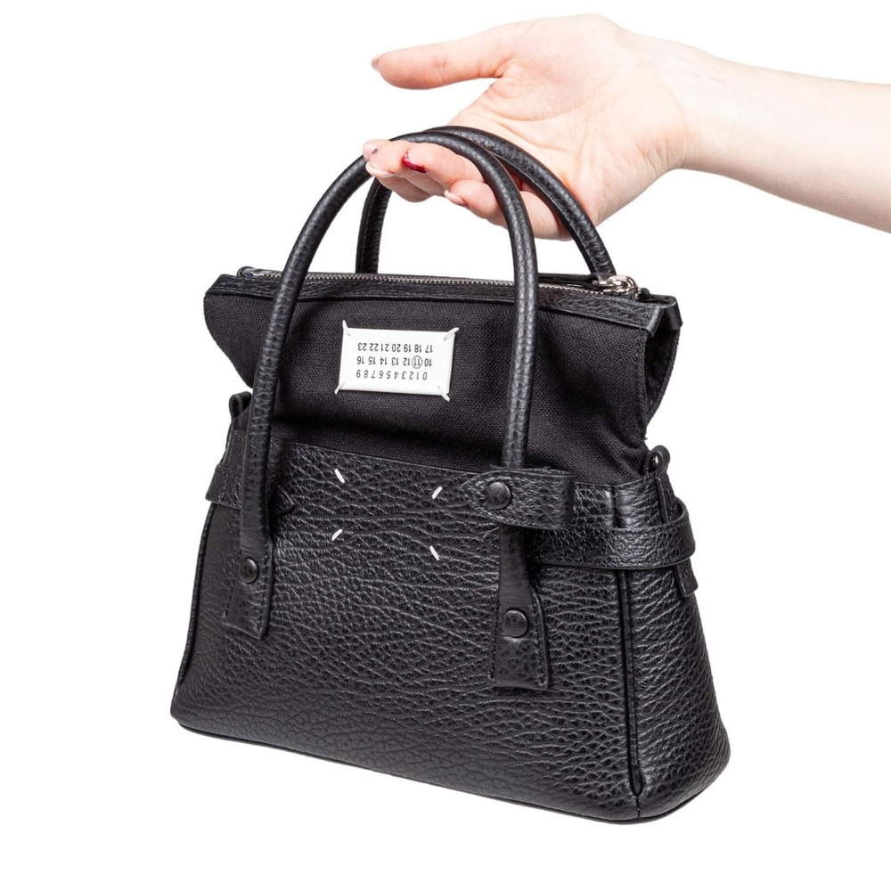 Maison Margiela 5AC Foldable Top Black Leather Handbag